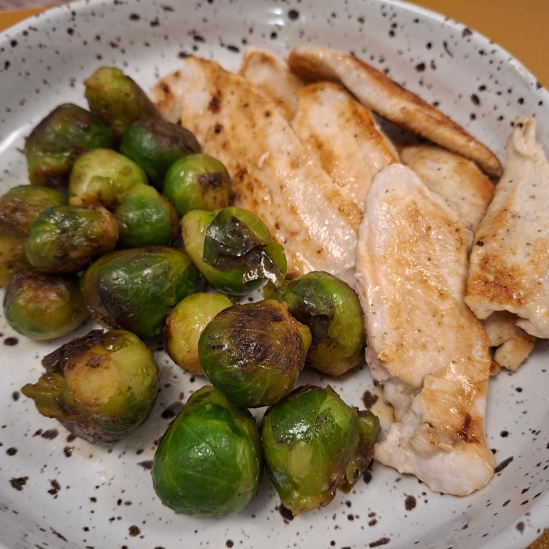 Grilled chicken and brussel sprouts