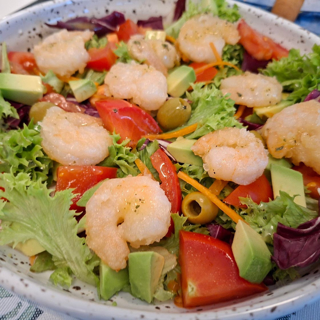 Salad - Fried Shrimps and lemon emulsion