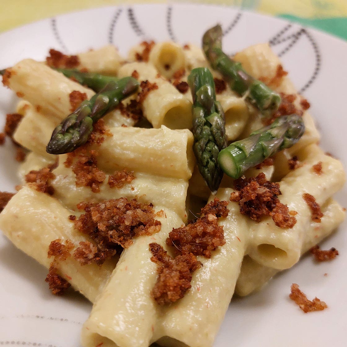 Pasta - Asparagus Cream and Anchovy Breadcrumb Crumble