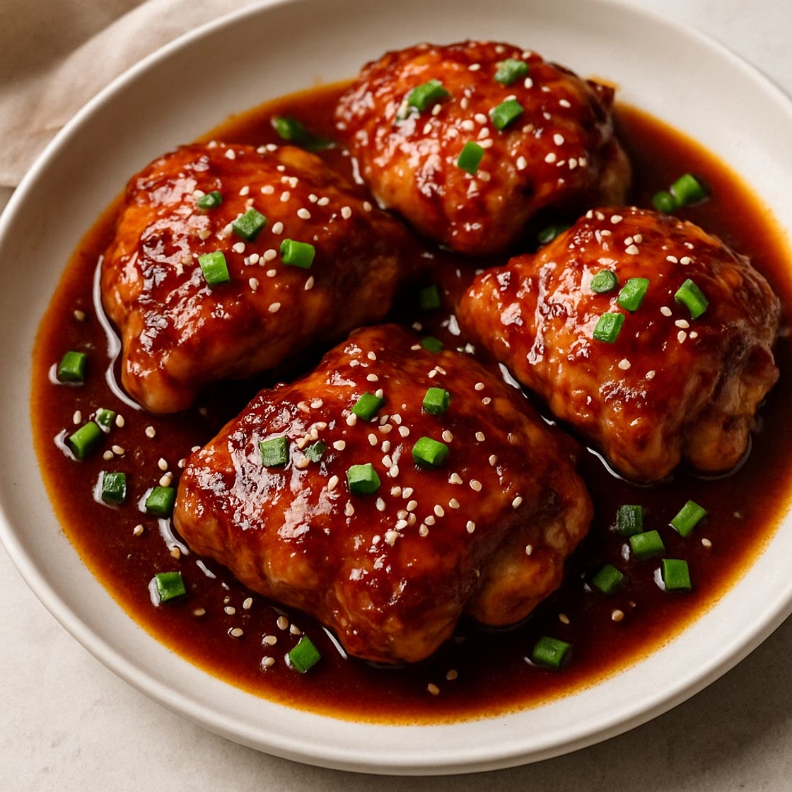 STICKY GINGER SOY CHICKEN THIGHS