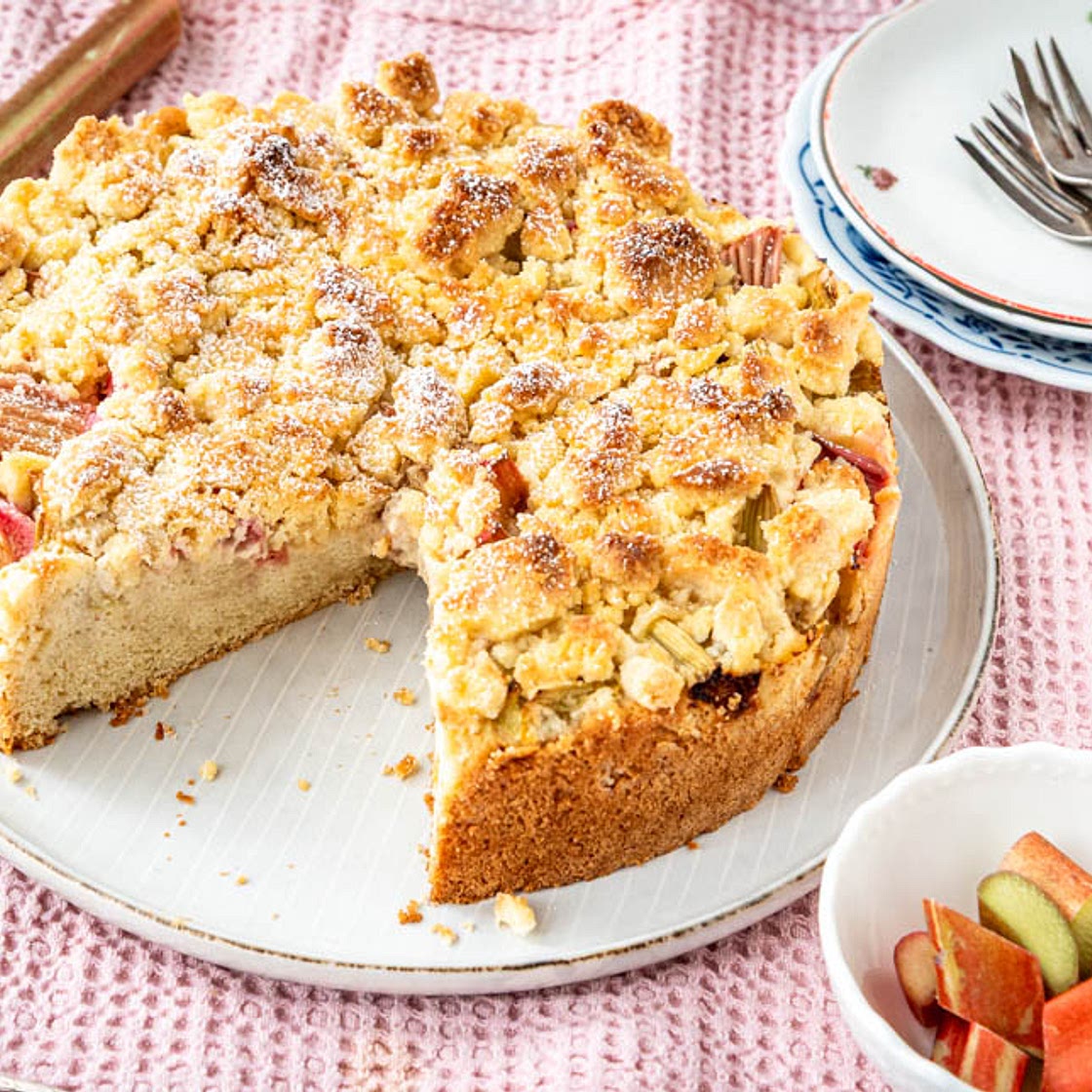 Rhabarberkuchen mit Streusel