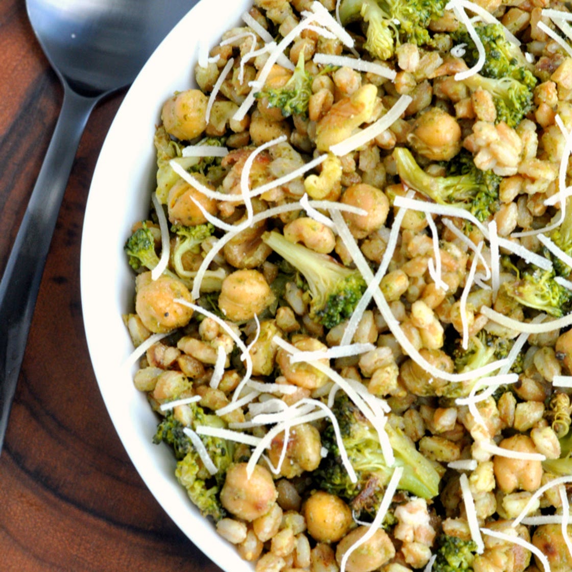 Roasted Broccoli Farro Salad