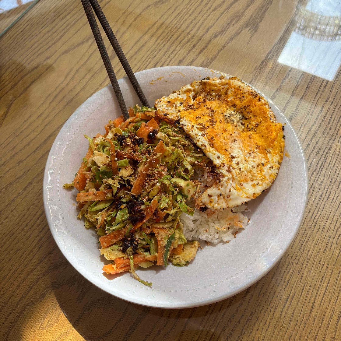 Creamy Brussel Sprout & Lime Rice Bowl
