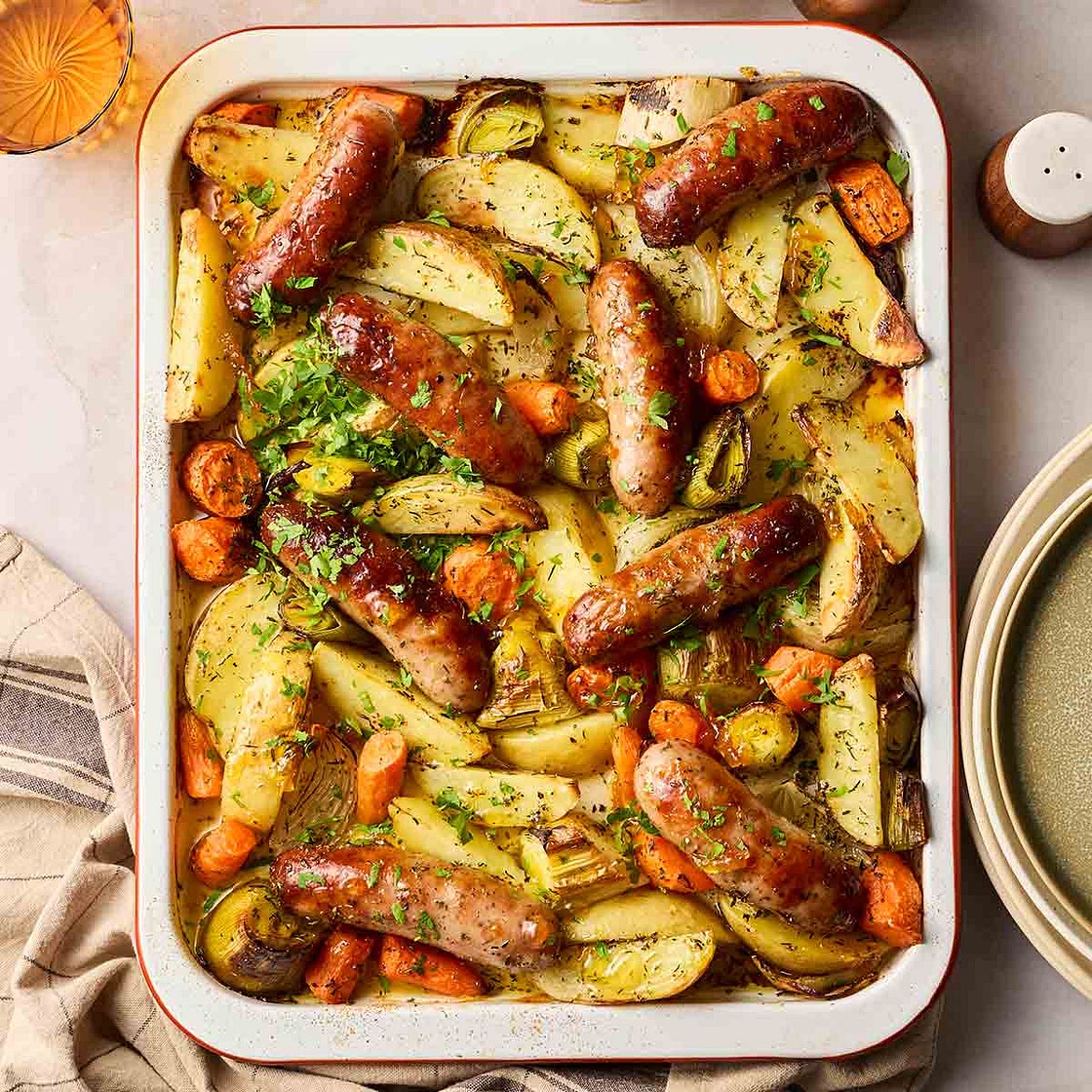 Sticky Sausage Tray Bake {Easy & Delicious}
