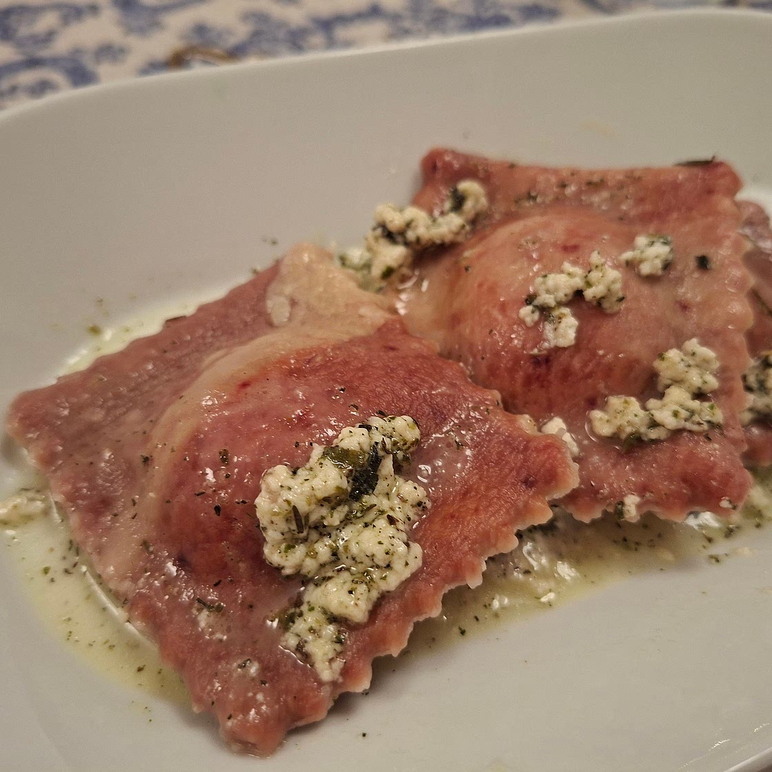 Beetroot Ravioli - Goat Cheese and Herb Filling