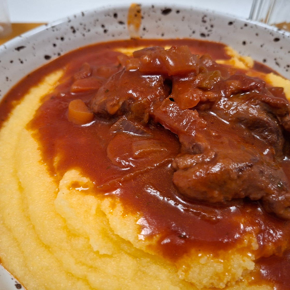 Pork Cheeks with Carrots and Polenta