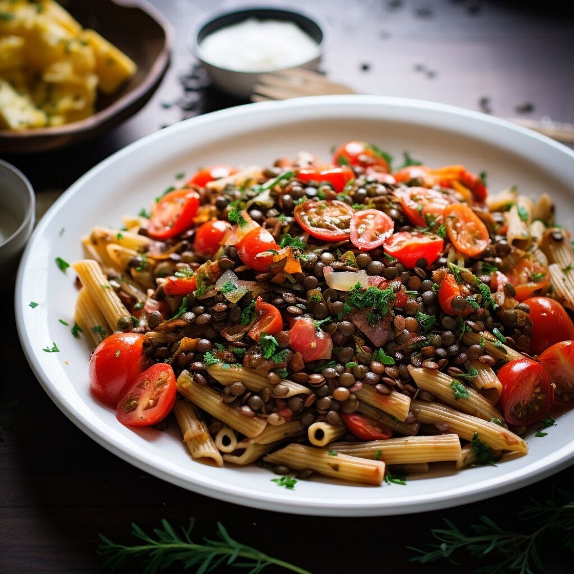 Mediterranean Lentil Pasta