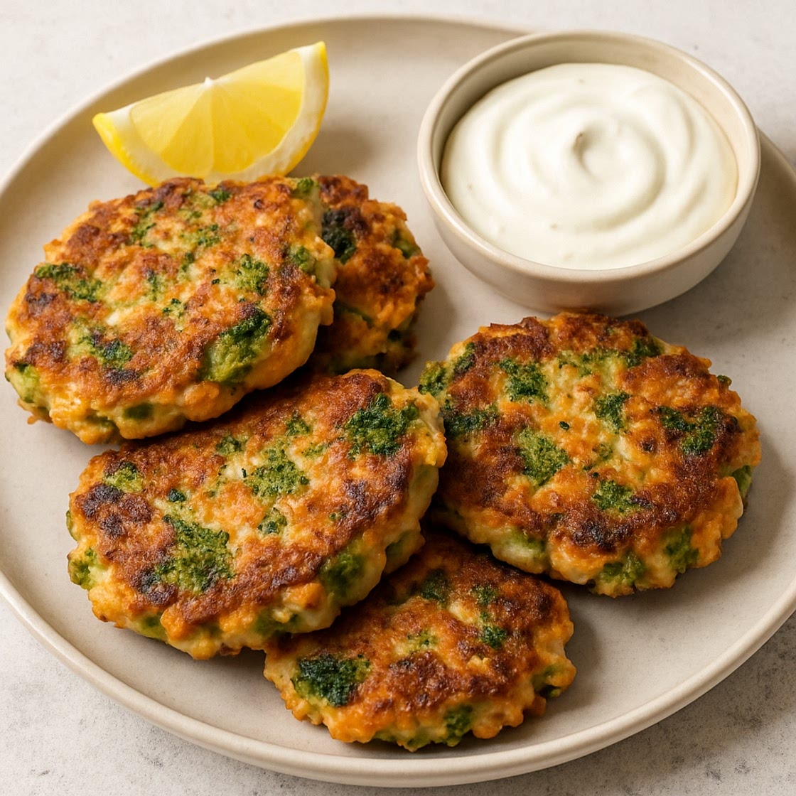 Salmon + Broccoli Fritters