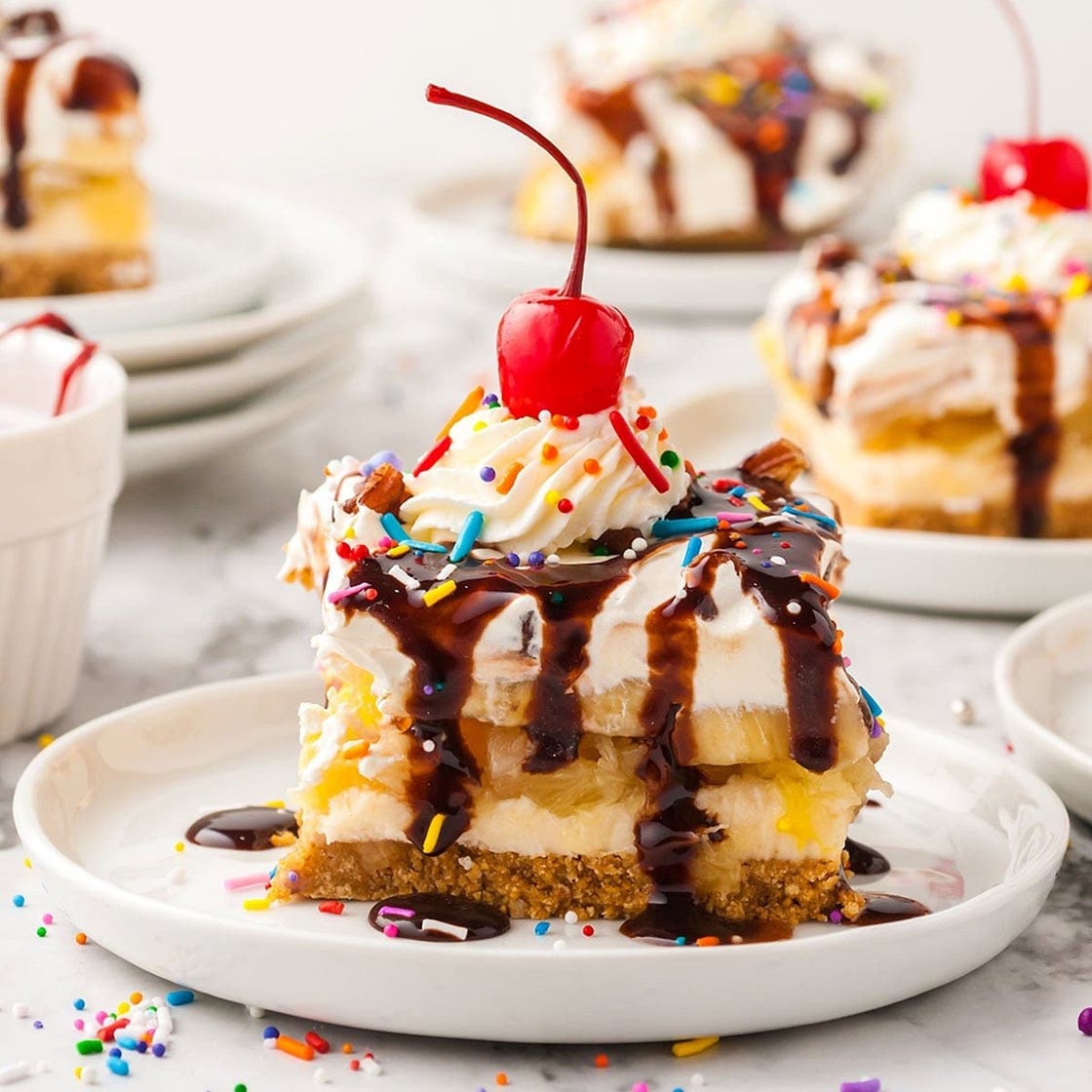 No-Bake Banana Split Cake