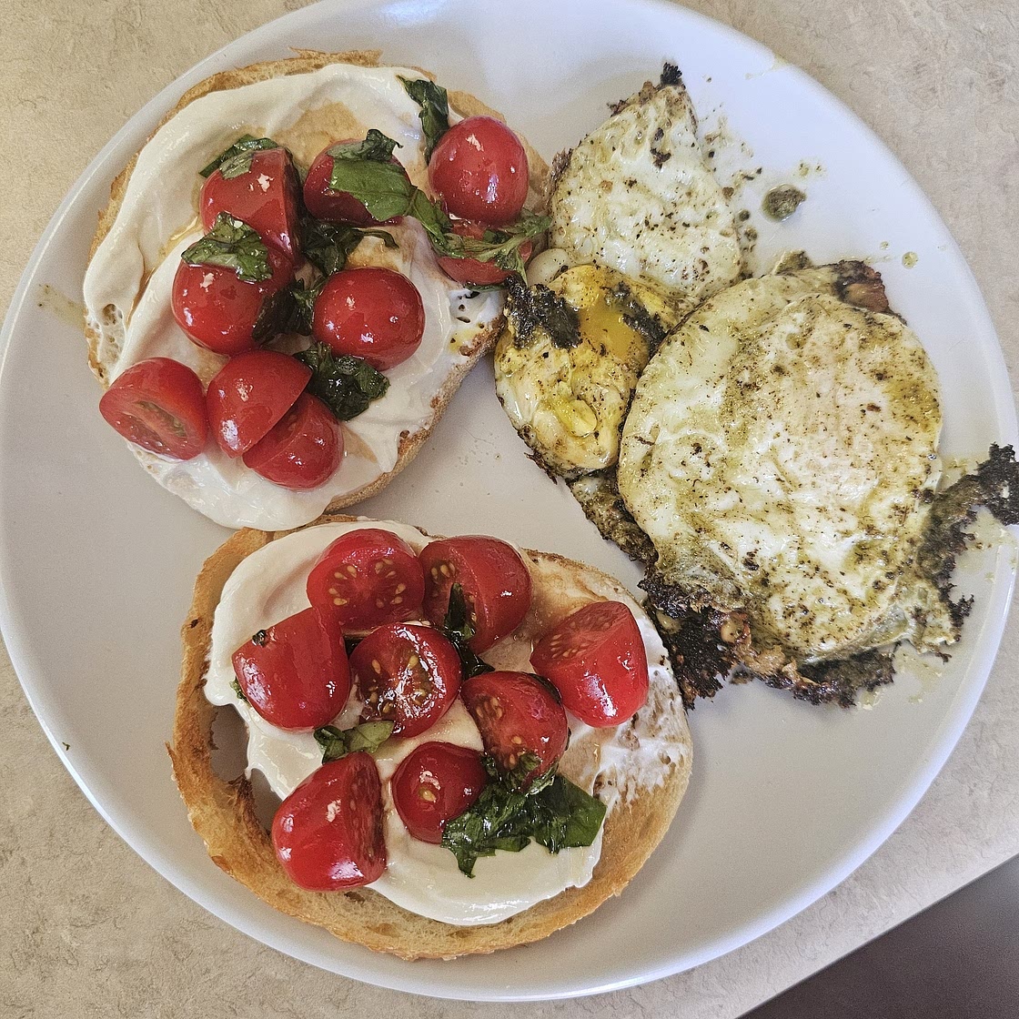 Tomato Basil Whipped Cottage Cheese Toast