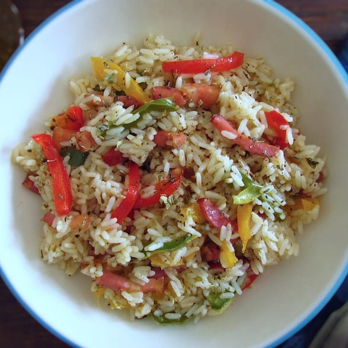 Rice with bacon and peppers