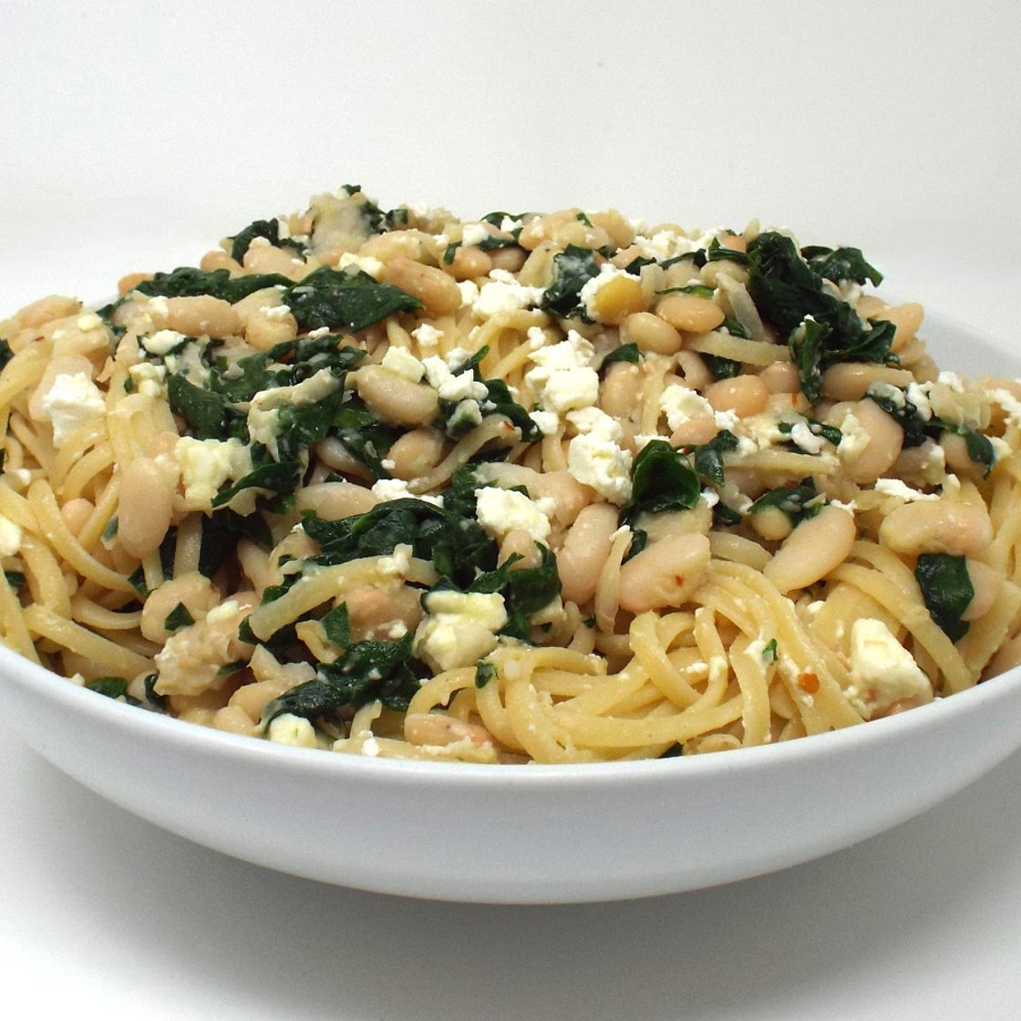 Lemony Linguine with White Beans and Spinach