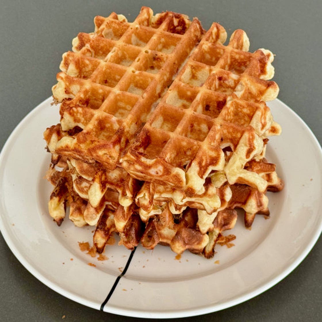 Savory Brussels waffles with blue cheese and bacon