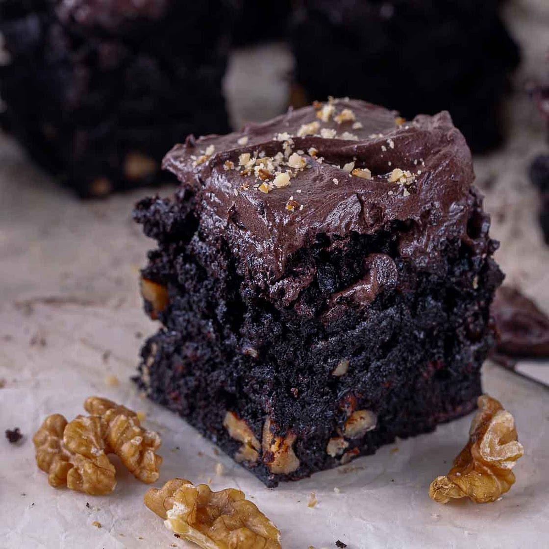 Frosted Chocolate Walnut Brownies