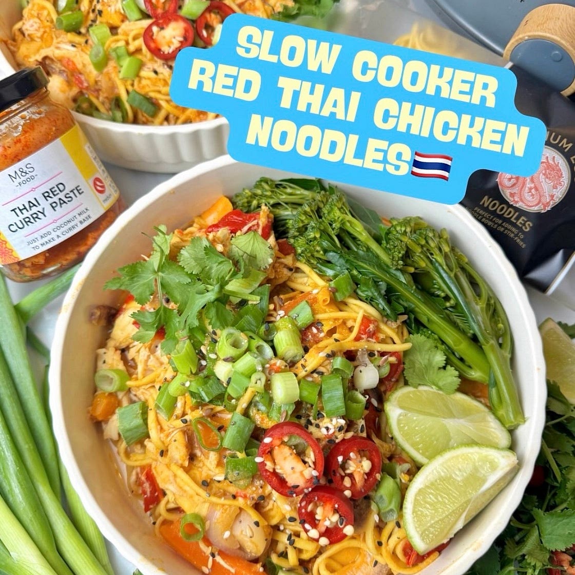 SLOW COOKER RED THAI CHICKEN NOODLES