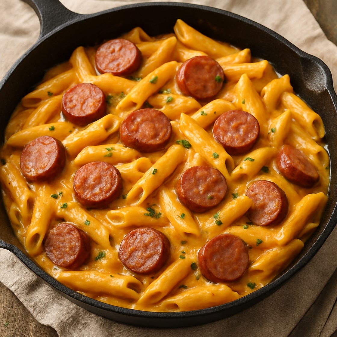 Cheesy Smoked Sausage Pasta