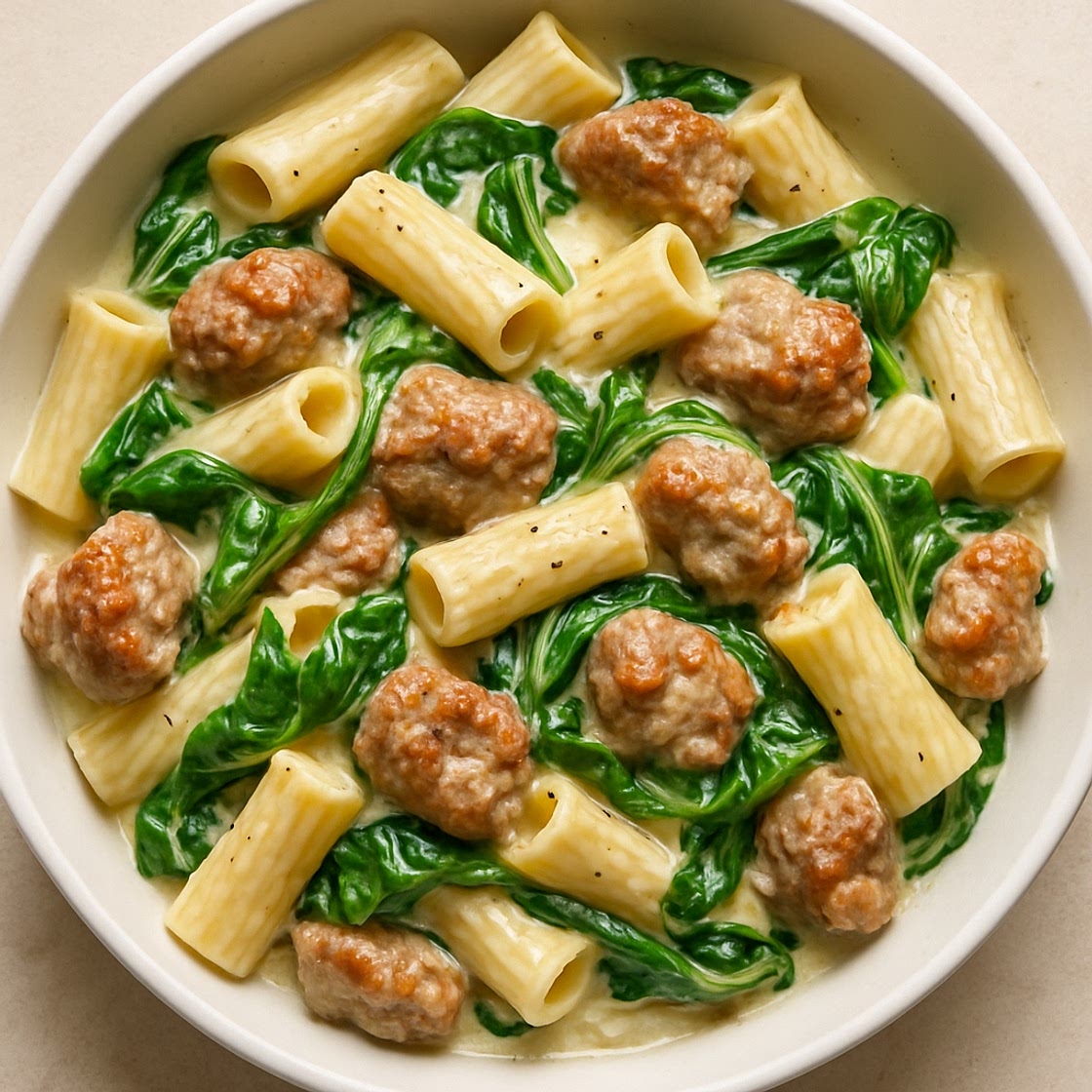 Creamy Sausage & Spinach Pasta