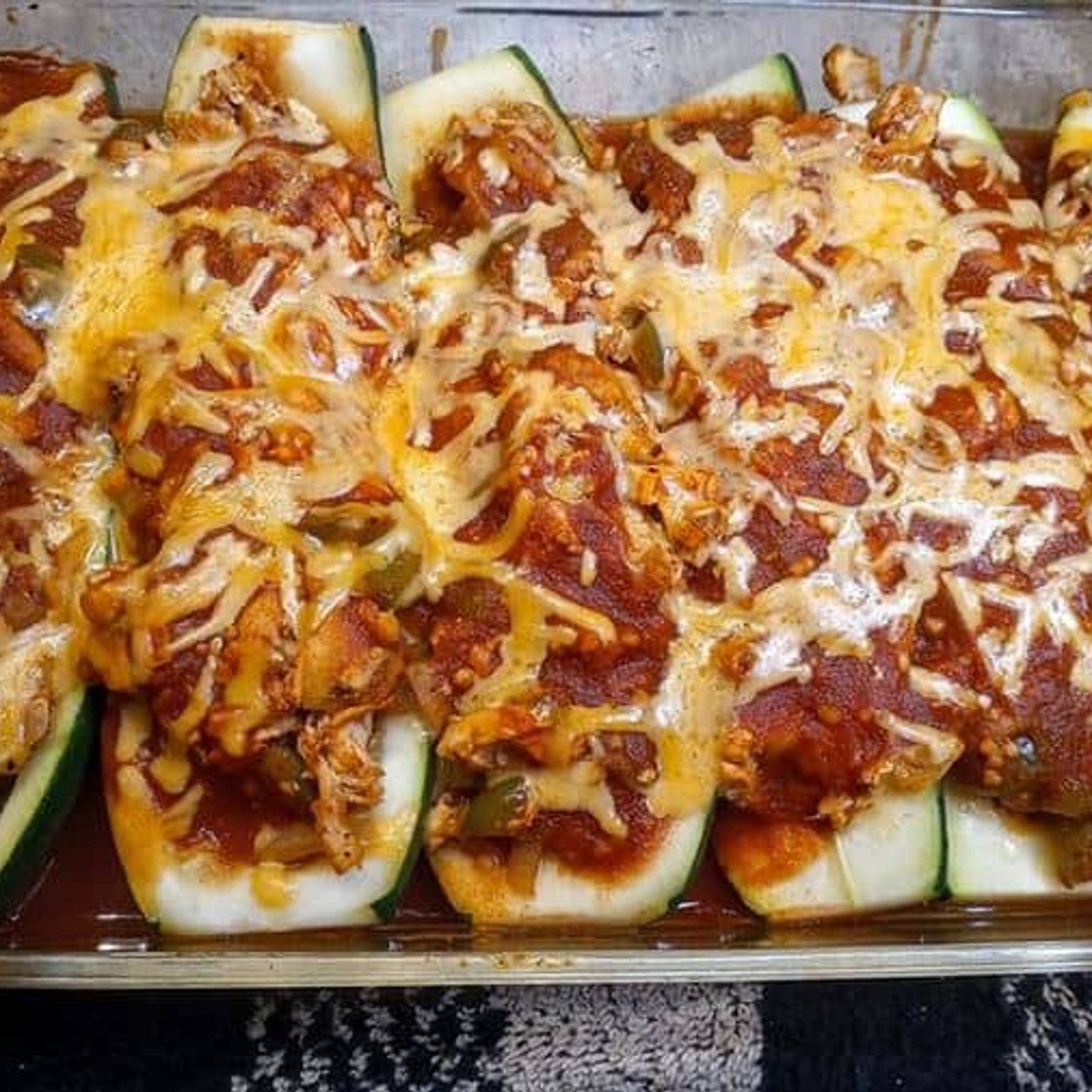 Low Sodium Chicken Enchilada Stuffed Zucchini