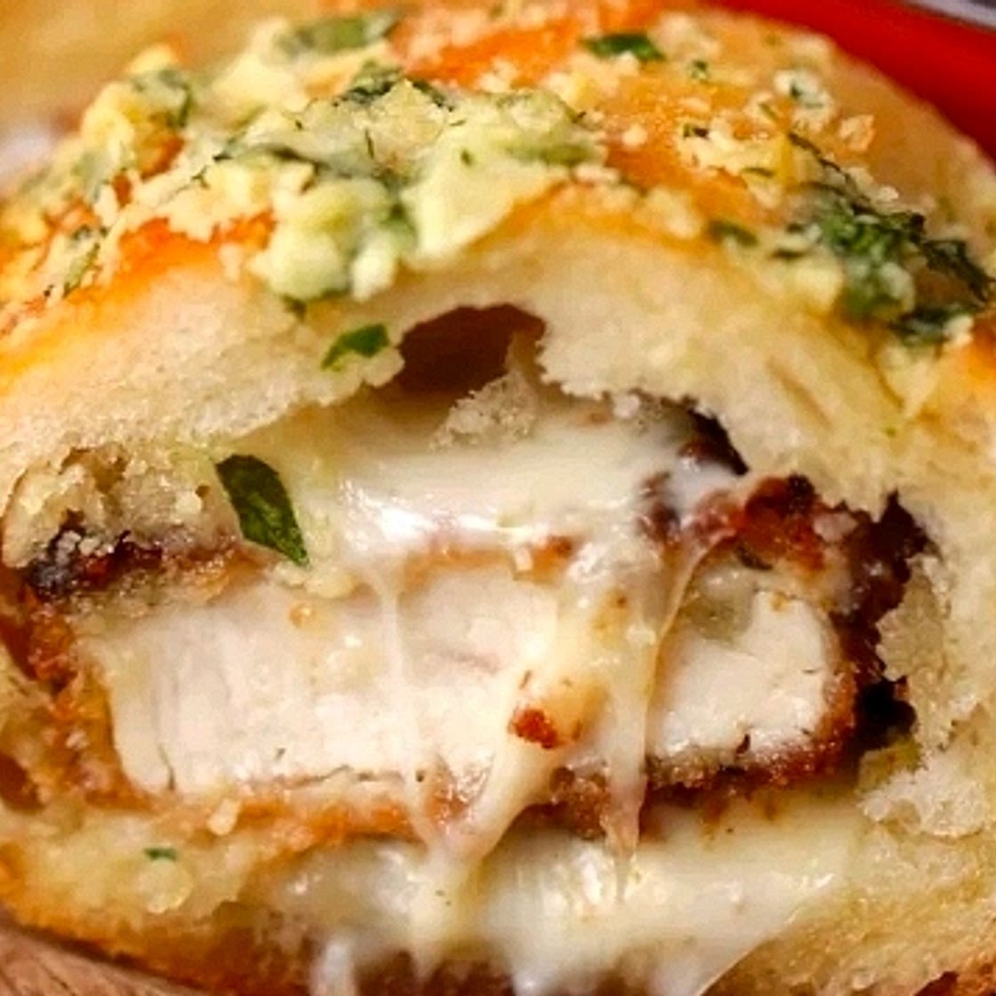 Breaded Chicken Stuffed in Garlic Bread