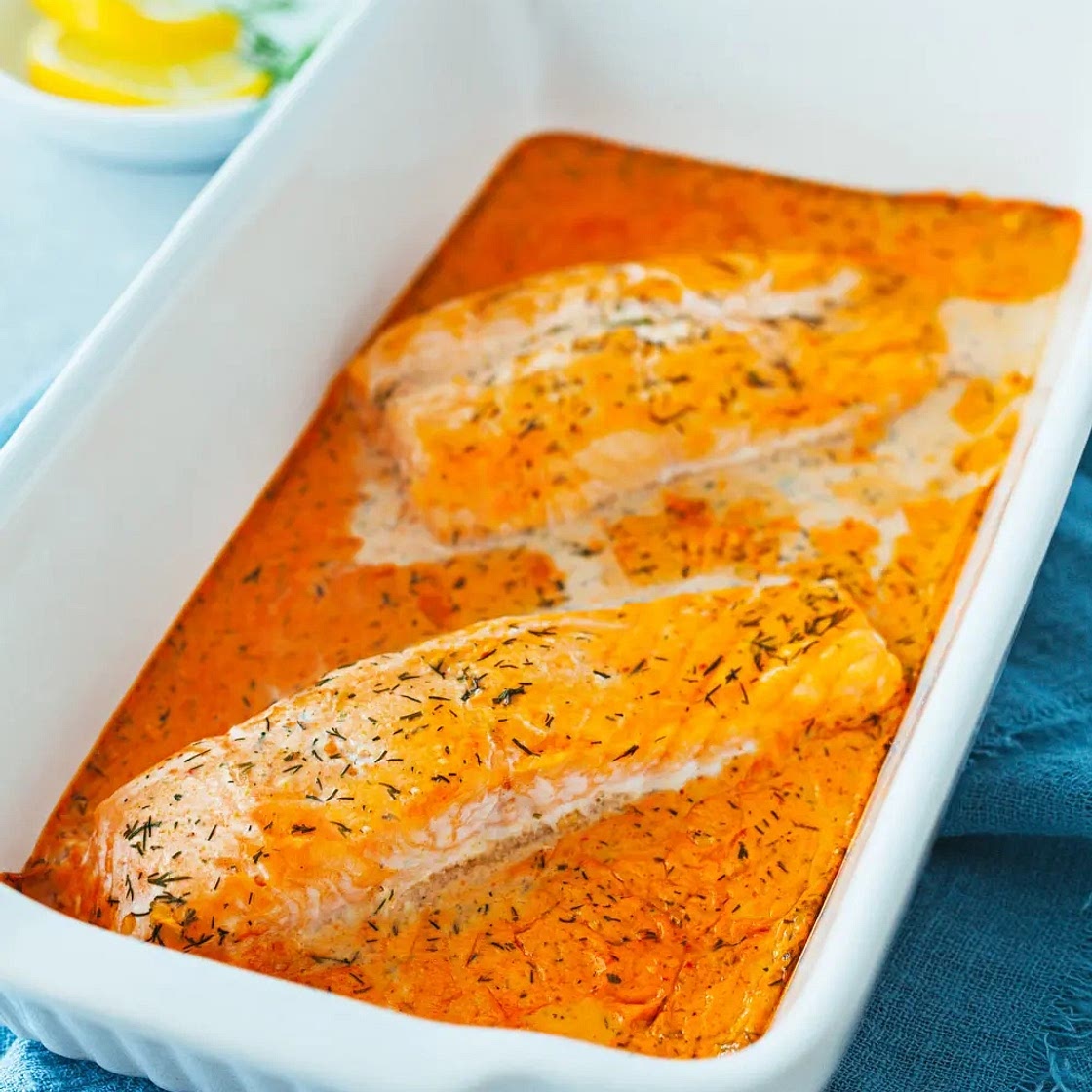 Lachs Sahne Gratin - einfaches Rezept mit Sahne-Soße