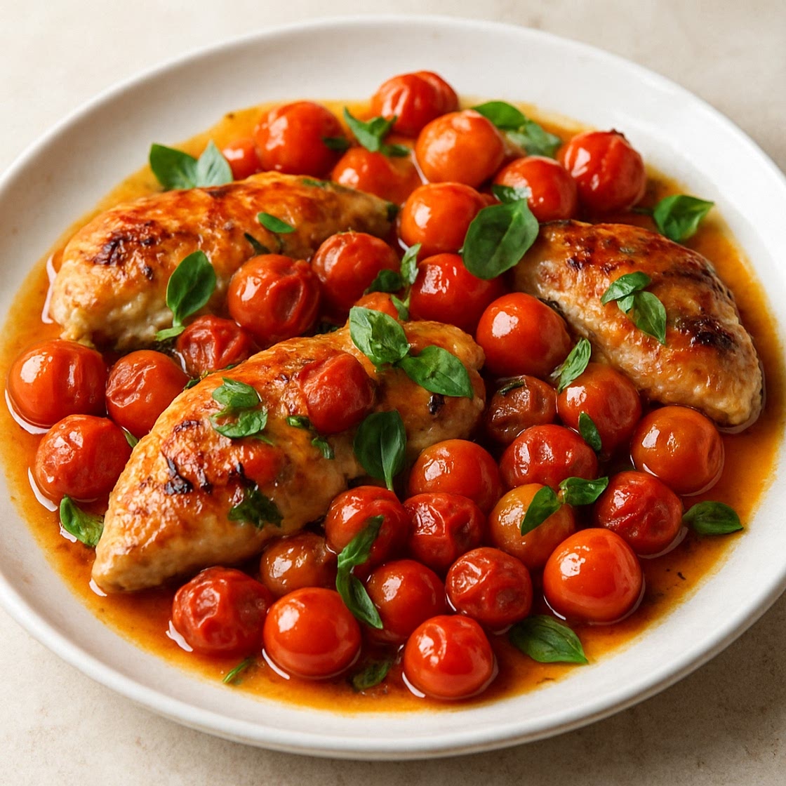 Chicken with Cherry Tomato–Basil Sauce 2 pt
