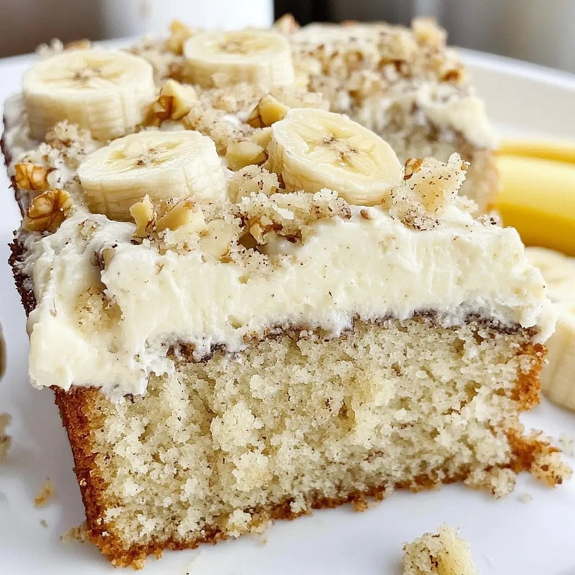Moist banana bread with cream cheese frosting