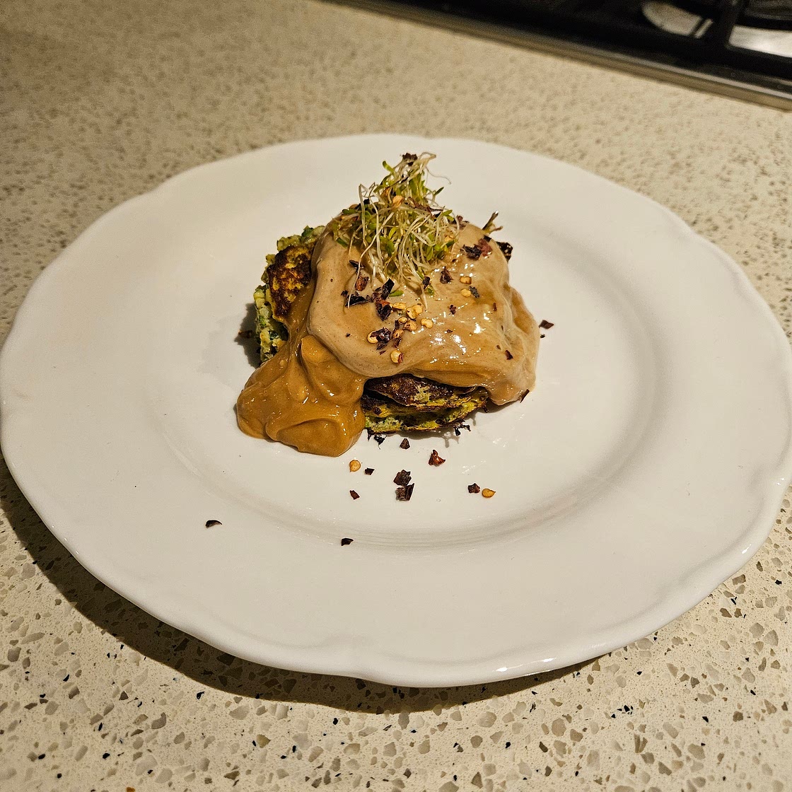 Zucchini Fritters with Peanut Sauce