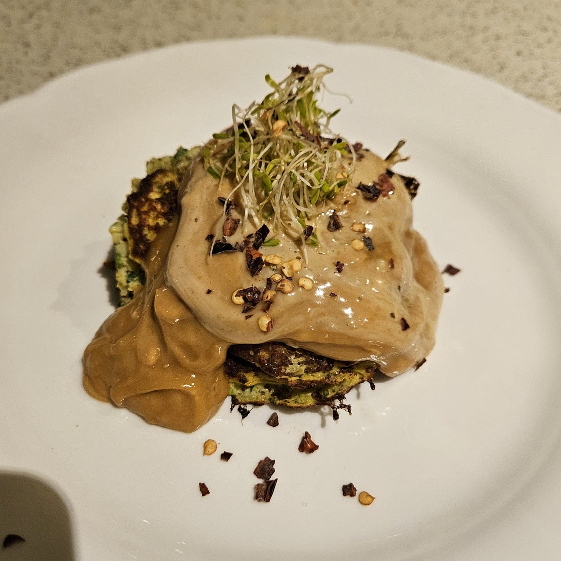 Zucchini Fritters with Peanut Sauce