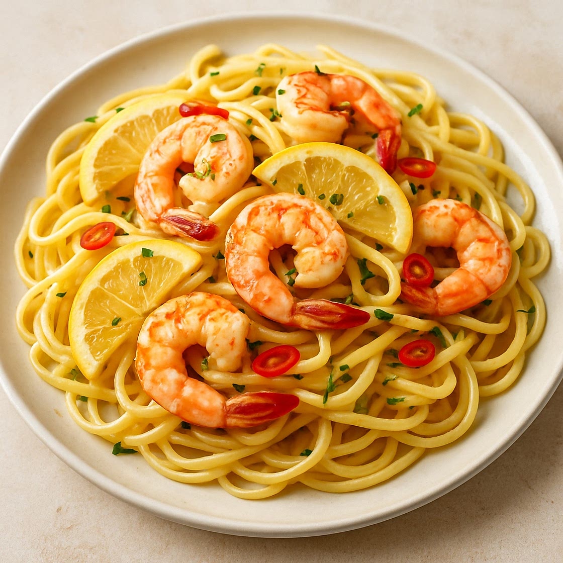 King prawn, lemon & chilli linguine