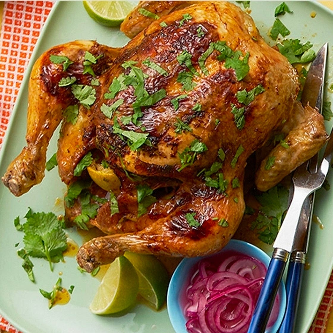Chipotle & lime roast chicken with quick pickled onions