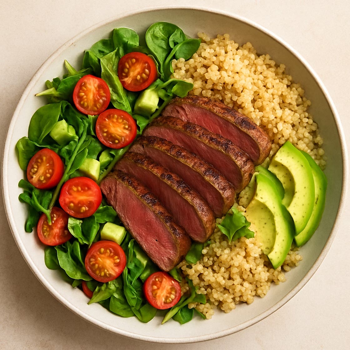 Salade met rundvlees en quinoa