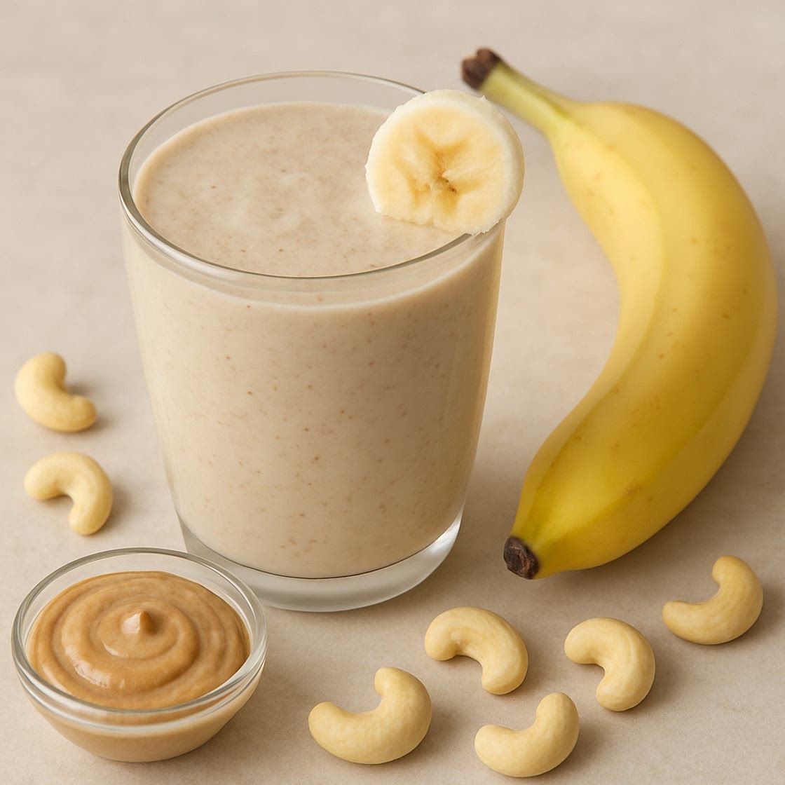 Smoothie met cashewpasta en banaan