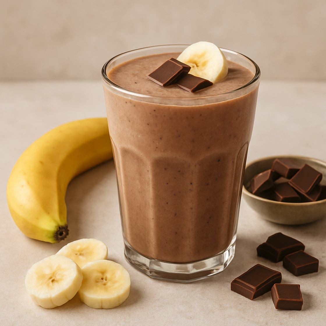 Banaan en chocolade smoothie