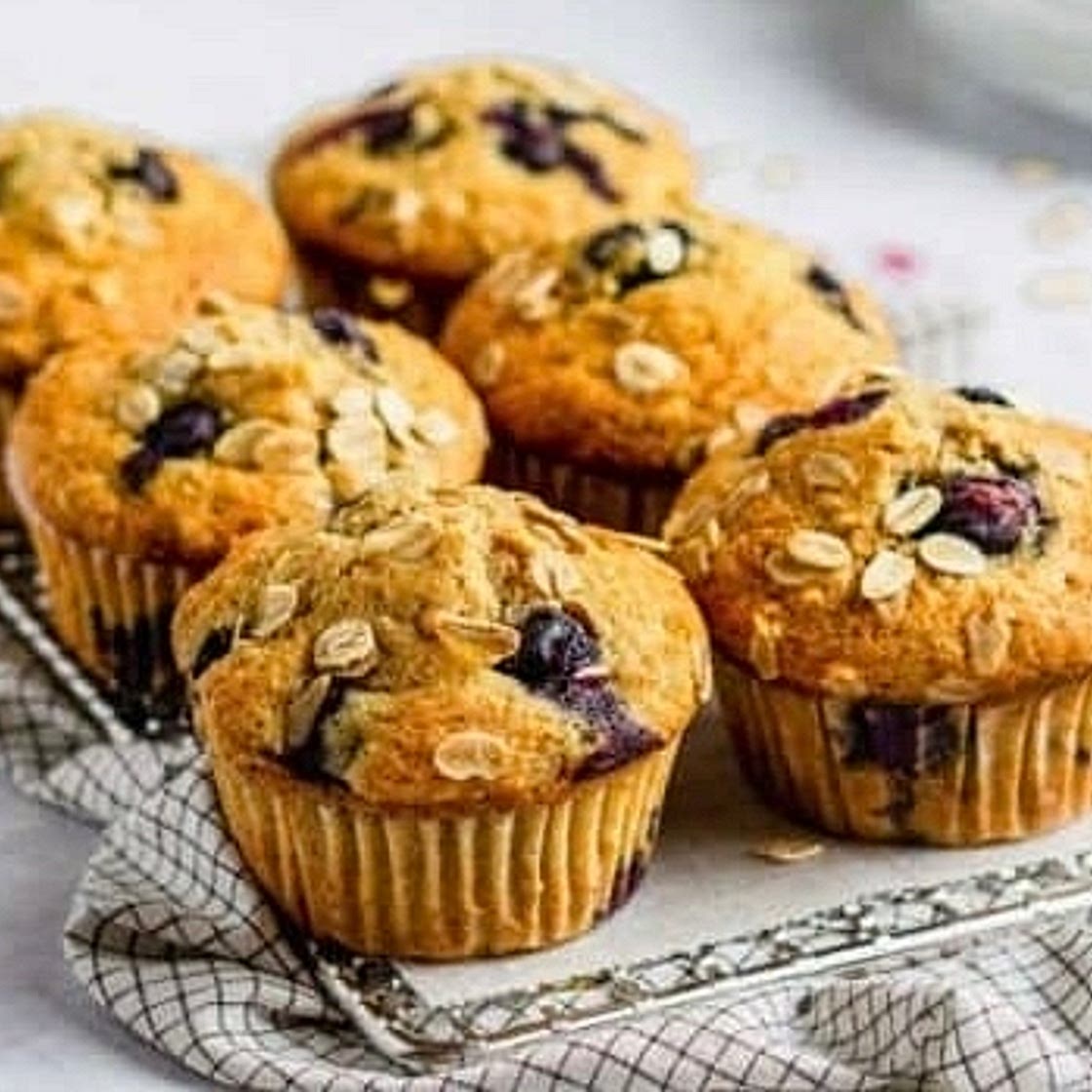 Oatmeal Blueberry Muffins with Brown Sugar Oatmeal Streusel