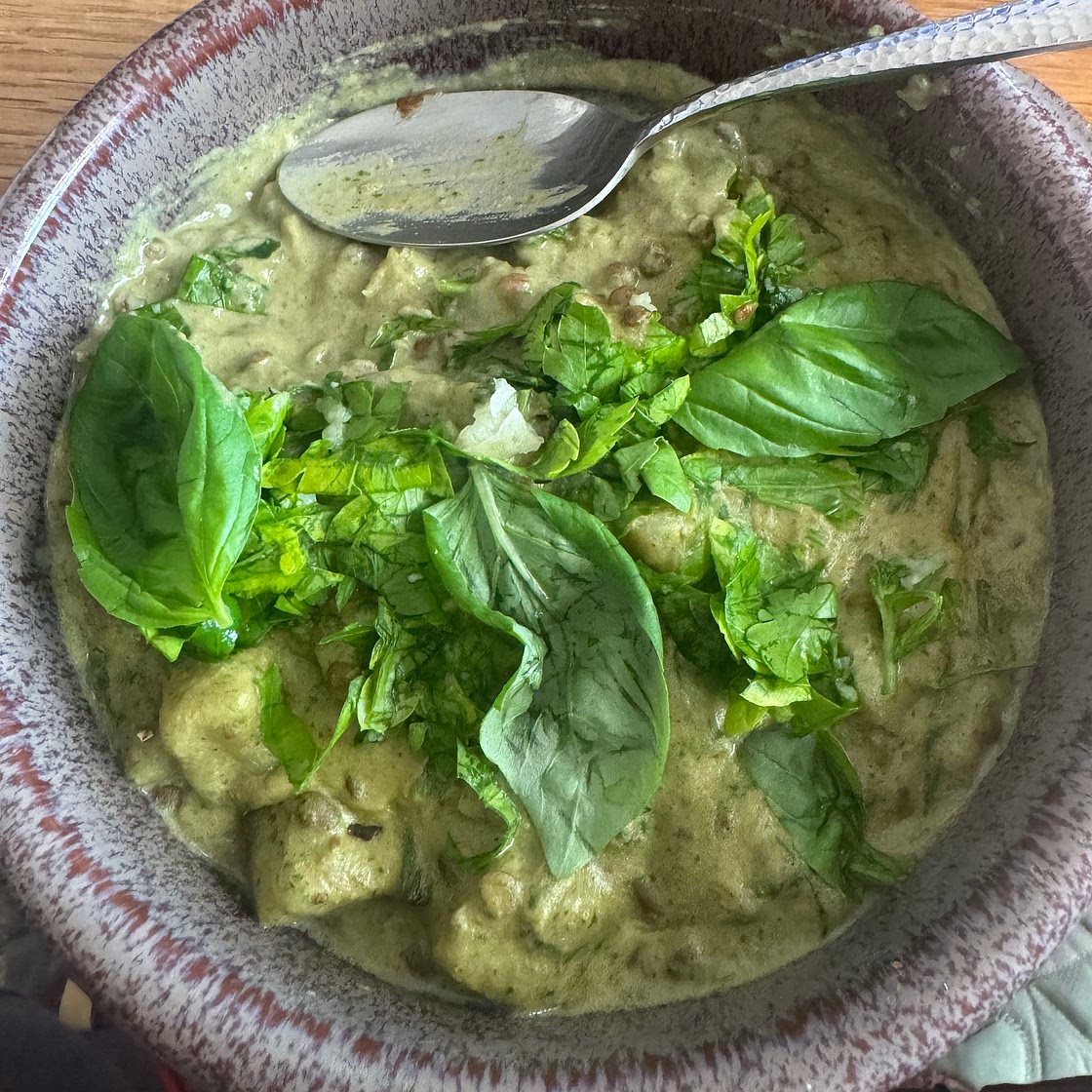 Deep Green Lentil Stew with Spinach, Tahini & Lemon