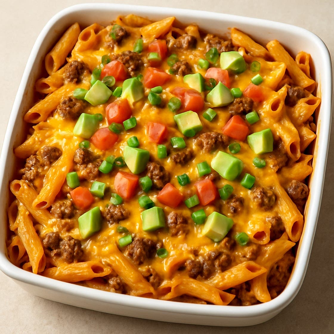 Beef Taco Pasta Bake