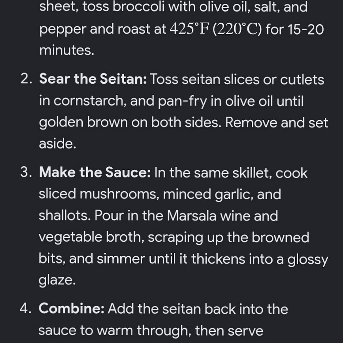 WICKED HEALTHY SEITAN MARSALA WITH SMASHED POTATOES AND BROCCOLI