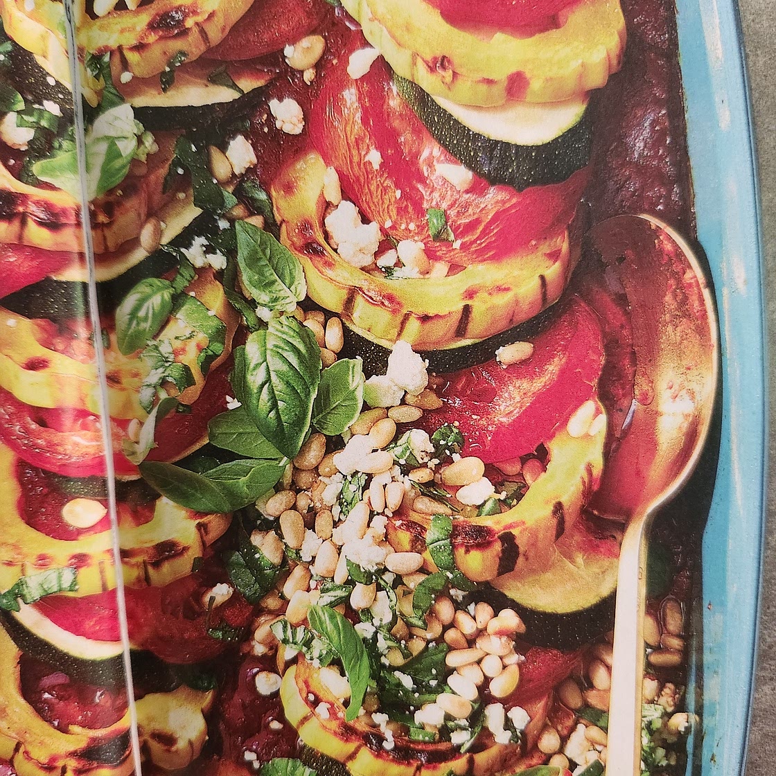 Squash-Tomato Bake with Basil-Pine Nut Topping