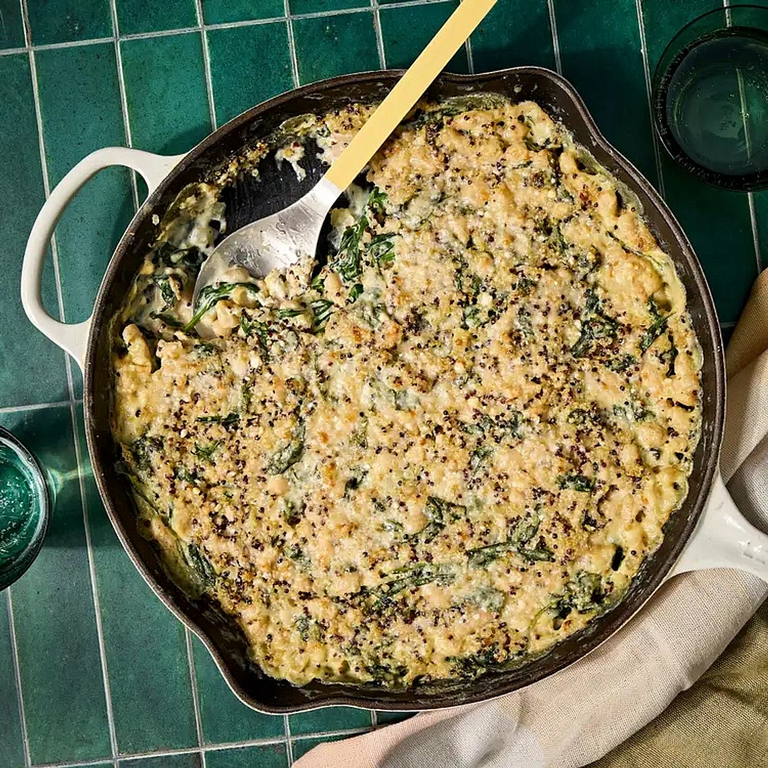 Creamy Lemon-Parmesan Spinach & White Bean Casserole