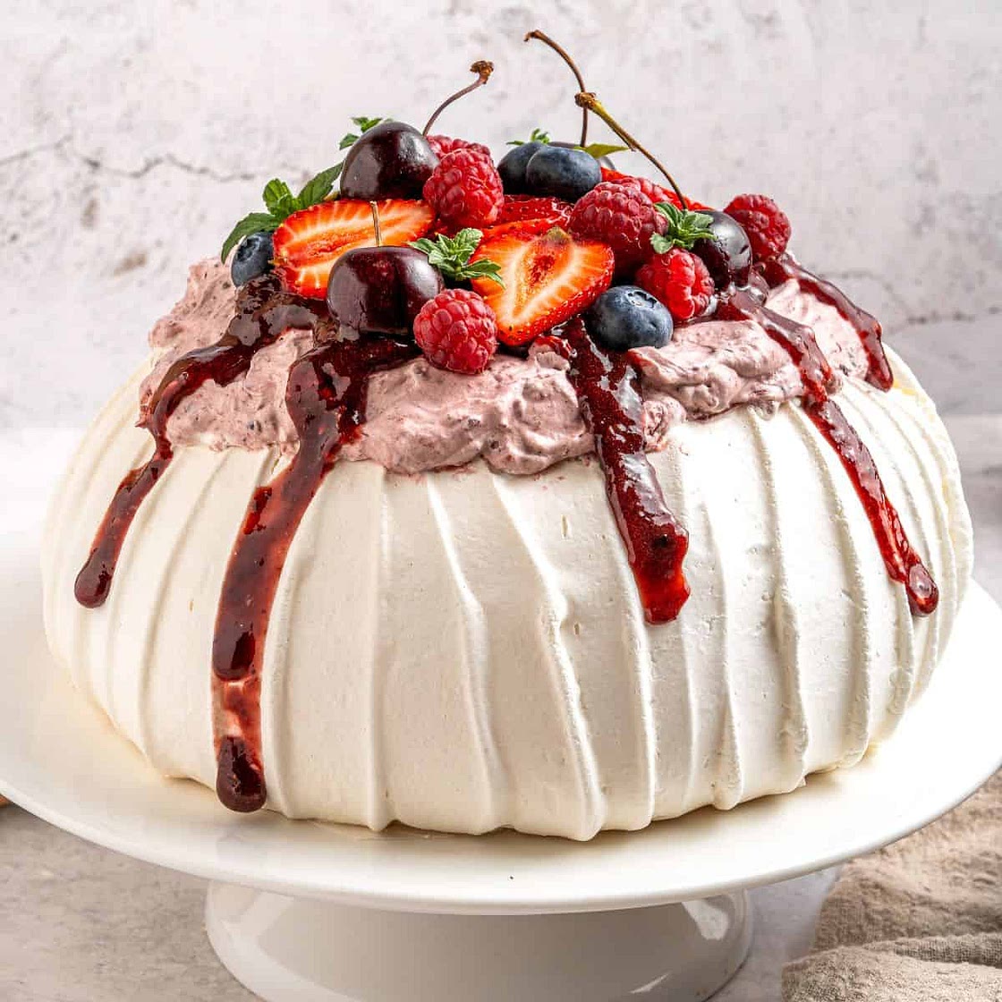 Berry Pavlova With Fresh Whipped Cream