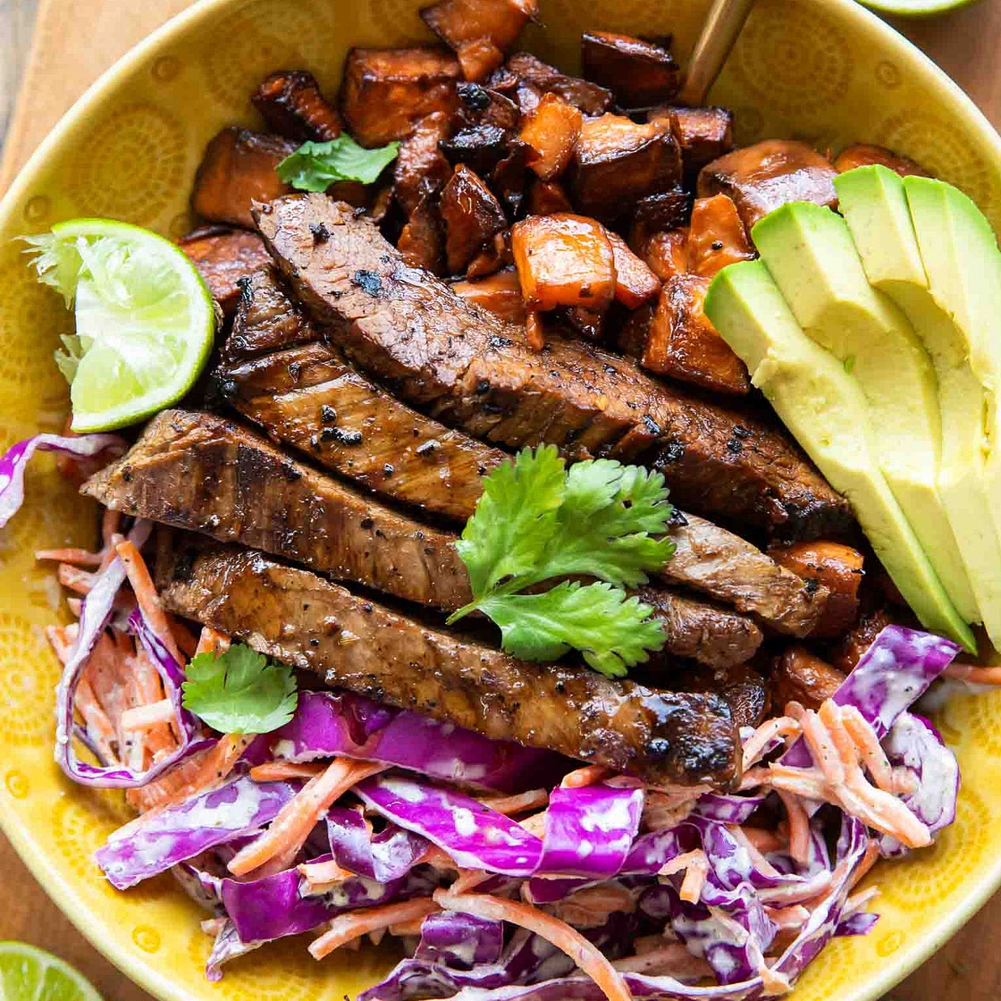 Carne Asada Sweet Potato Bowls