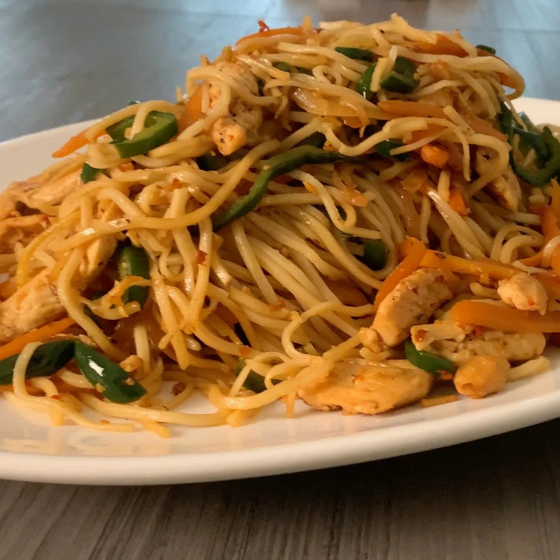 Indo-Chinese Chicken Hakka Noodles — Cooking with Anadi