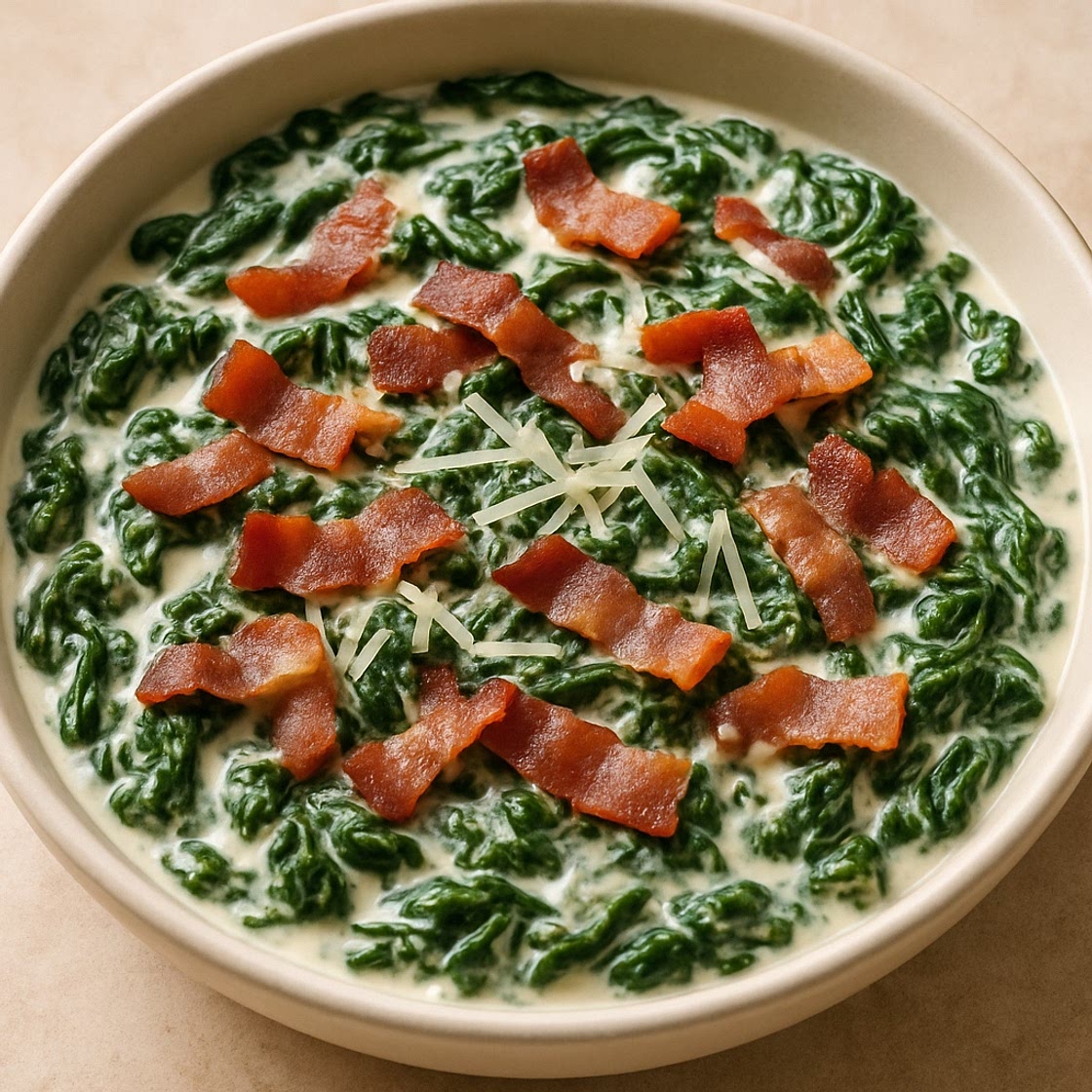Keto Creamed Spinach (with Bacon & Parmesan)