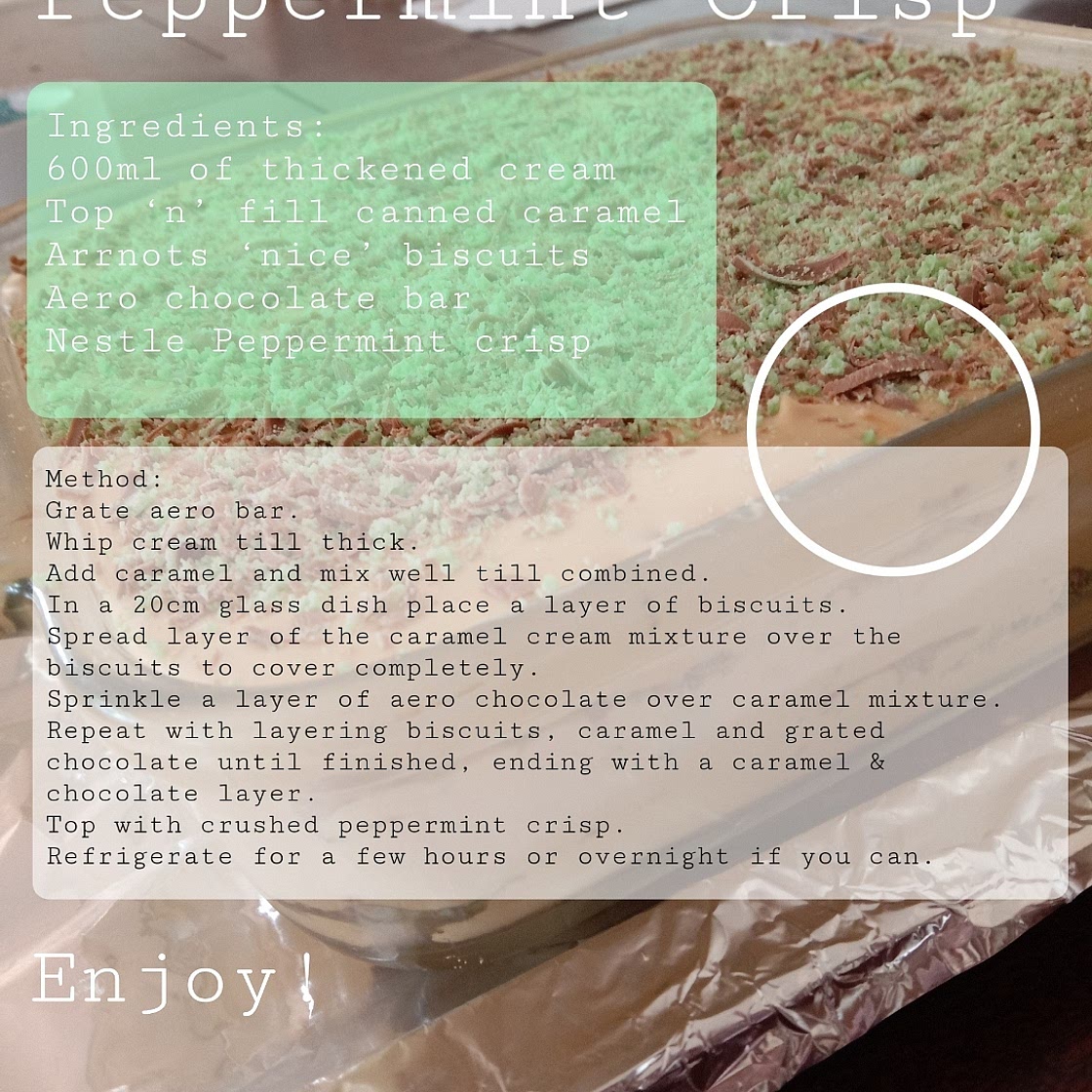 Choc Caramel Peppermint Crisp Dessert