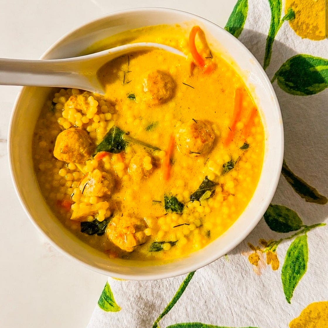 Lemon Chicken Meatball and Pastini Soup