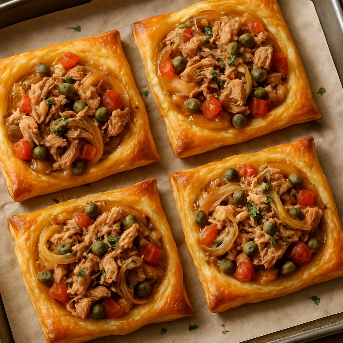 Upside-Down Tuna Puff Pastry Tarts