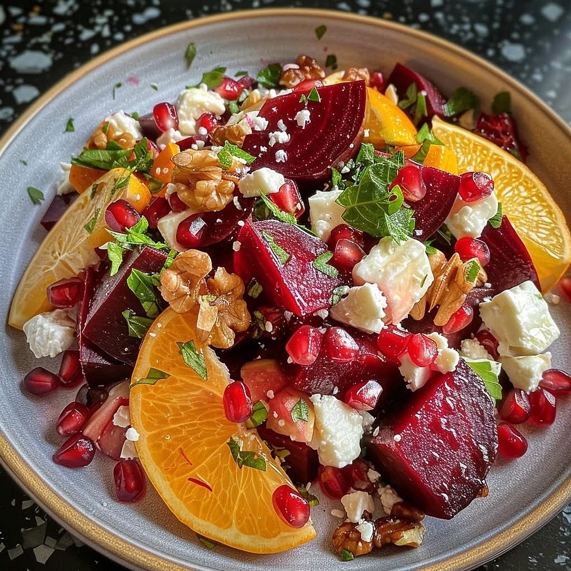 Salade de betterave , agrume et fêta
