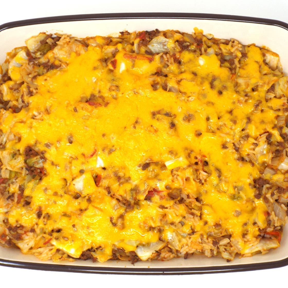Ground Beef and Cheddar Cheese Cabbage Casserole
