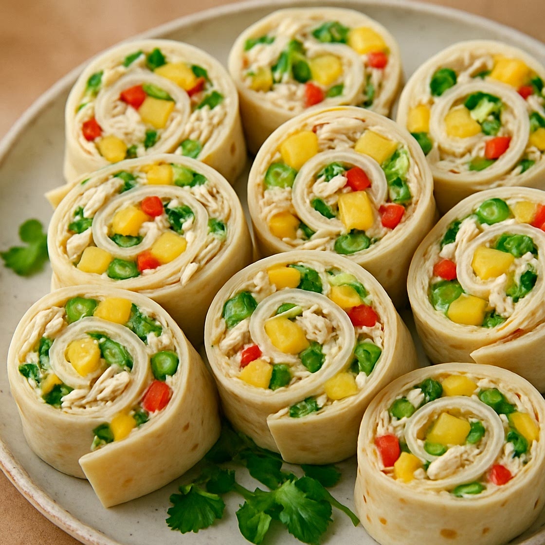 Tropical Jalapeño Chicken Taco Pinwheels