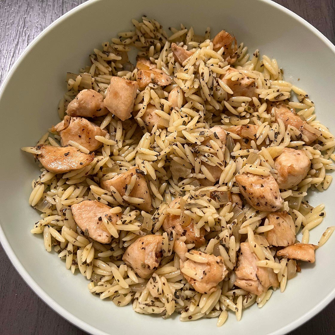 Lemon Basil Orzo with Chicken